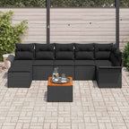 Gartensofa-set mit Speicher 8 pcs Schwarz Poly-Rattan