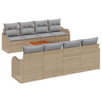 Gartensofa-set 9 pcs Beige und Hellgrau Poly-Rattan