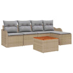 Gartensofa-set 6 pcs Beige und Hellgrau Poly-Rattan