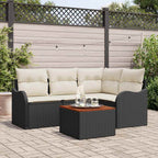 Gartensofa-set mit Speicher 5 pcs Schwarz und Creme Poly-Rattan