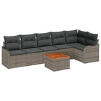 Gartensofa-set mit Speicher 7 pcs Grau Poly-Rattan