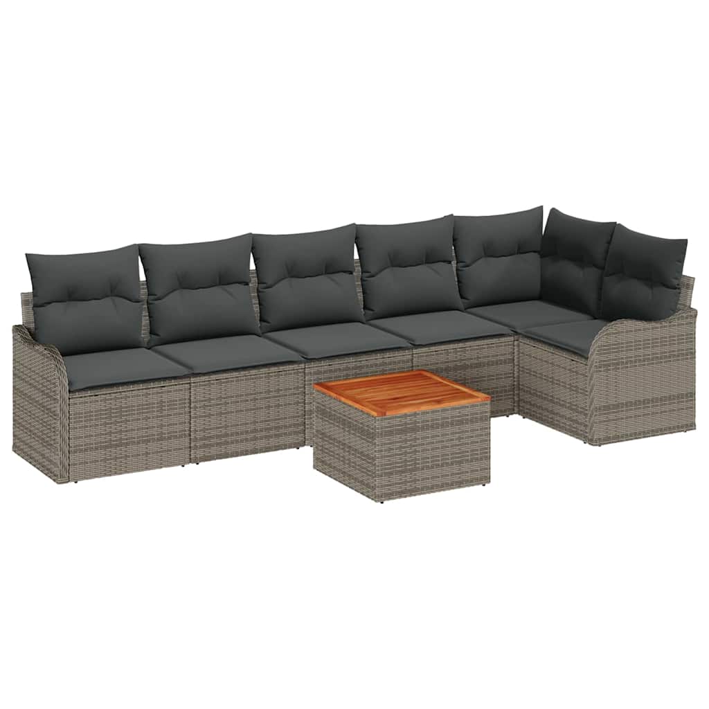 Gartensofa-set mit Speicher 7 pcs Grau Poly-Rattan