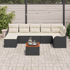 Gartensofa-set mit Speicher 8 pcs Schwarz und Creme Poly-Rattan