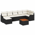 Gartensofa-set mit Speicher 8 pcs Schwarz und Creme Poly-Rattan
