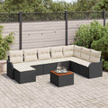 Gartensofa-set mit Speicher 9 pcs Schwarz und Creme Poly-Rattan