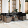 Gartensofa-set mit Speicher 10 pcs Grau Poly-Rattan