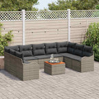 Gartensofa-set mit Speicher 10 pcs Grau Poly-Rattan
