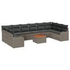 Gartensofa-set mit Speicher 10 pcs Grau Poly-Rattan