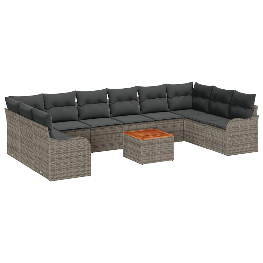 Gartensofa-set mit Speicher 10 pcs Grau Poly-Rattan