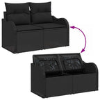 Gartensofa-set mit Speicher 10 pcs Schwarz Poly-Rattan