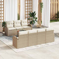 Gartensofa-set mit Speicher 8 pcs Beige und Creme Poly-Rattan