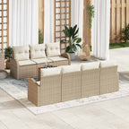 Gartensofa-set mit Speicher 8 pcs Beige und Creme Poly-Rattan