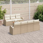 Gartensofa-set mit Speicher 8 pcs Beige und Creme Poly-Rattan