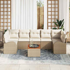 Gartensofa-set mit Speicher 8 pcs Beige und Creme Poly-Rattan