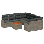 Gartensofa-set mit Speicher 9 pcs Grau Poly-Rattan