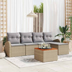 Gartensofa-set 6 pcs Beige und Hellgrau Poly-Rattan