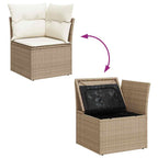 Gartensofa-set mit Speicher 6 pcs Beige und Creme Poly-Rattan