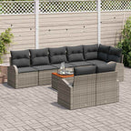 Gartensofa-set mit Speicher 9 pcs Grau Poly-Rattan