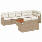 Gartensofa-set mit Speicher 9 pcs Beige und Creme Poly-Rattan
