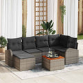 Gartensofa-set mit Speicher 7 pcs Grau Poly-Rattan