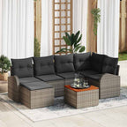 Gartensofa-set mit Speicher 7 pcs Grau Poly-Rattan