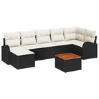 Gartensofa-set mit Speicher 8 pcs Schwarz und Creme Poly-Rattan