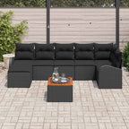 Gartensofa-set mit Speicher 8 pcs Schwarz Poly-Rattan