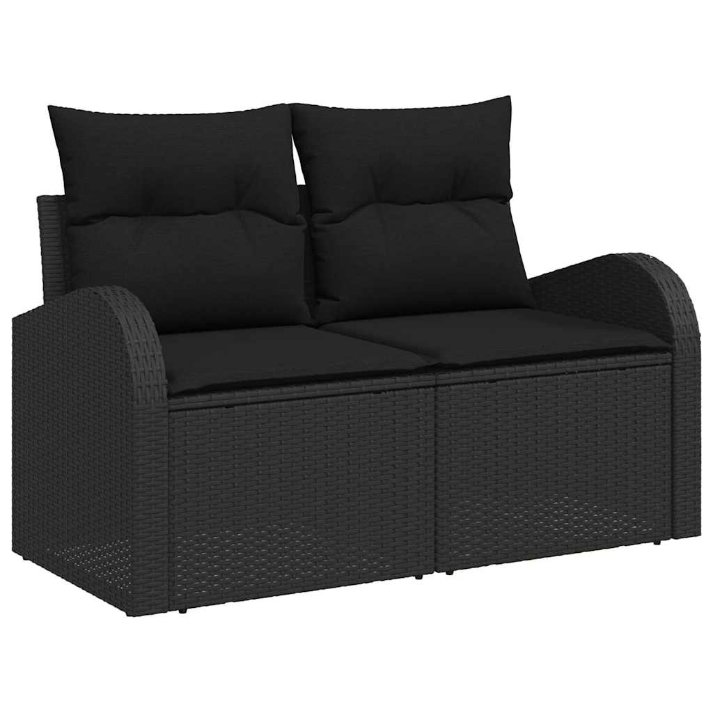 Gartensofa-set mit Speicher 8 pcs Schwarz Poly-Rattan