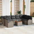 Gartensofa-set mit Speicher 10 pcs Grau Poly-Rattan