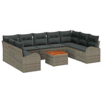 Gartensofa-set mit Speicher 10 pcs Grau Poly-Rattan
