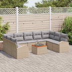 Gartensofa-set 10 pcs Beige und Hellgrau Poly-Rattan