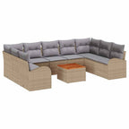 Gartensofa-set 10 pcs Beige und Hellgrau Poly-Rattan