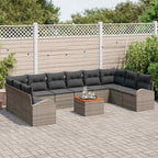 Gartensofa-set mit Speicher 11 pcs Grau Poly-Rattan