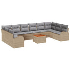 Gartensofa-set 11 pcs Beige und Hellgrau Poly-Rattan