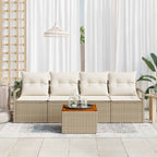 Gartensofa-set mit Speicher 5 pcs Beige und Creme Poly-Rattan
