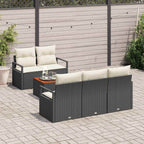 Gartensofa-set mit Speicher 6 pcs Schwarz und Creme Poly-Rattan