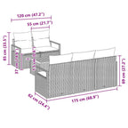 Gartensofa-set mit Speicher 6 pcs Schwarz und Creme Poly-Rattan