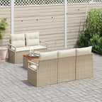 Gartensofa-set mit Speicher 6 pcs Beige und Creme Poly-Rattan