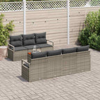 Gartensofa-set mit Speicher 8 pcs Grau Poly-Rattan