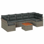 Gartensofa-set mit Speicher 8 pcs Grau Poly-Rattan
