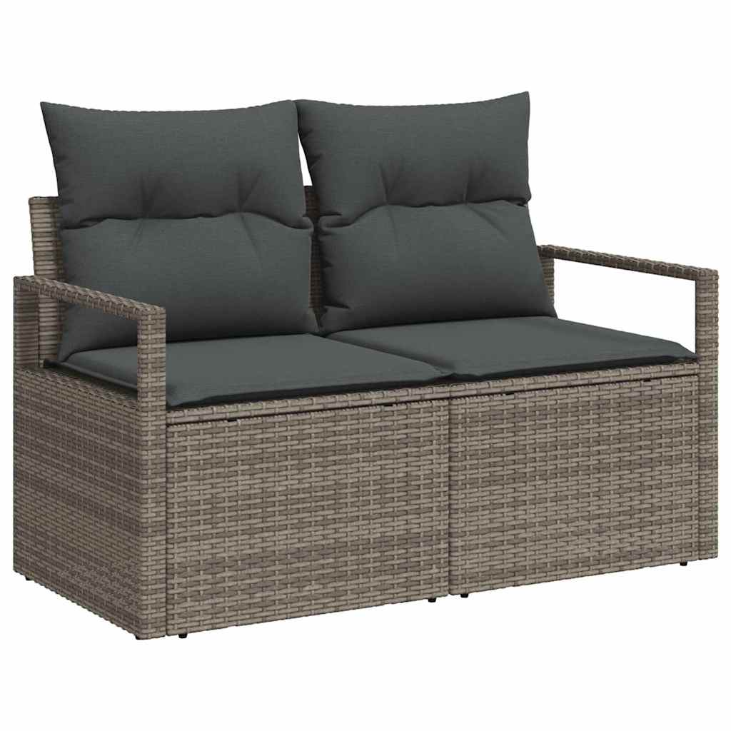 Gartensofa-set mit Speicher 8 pcs Grau Poly-Rattan