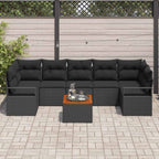 Gartensofa-set mit Speicher 8 pcs Schwarz Poly-Rattan