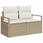 Gartensofa-set mit Speicher 6 pcs Beige und Creme Poly-Rattan