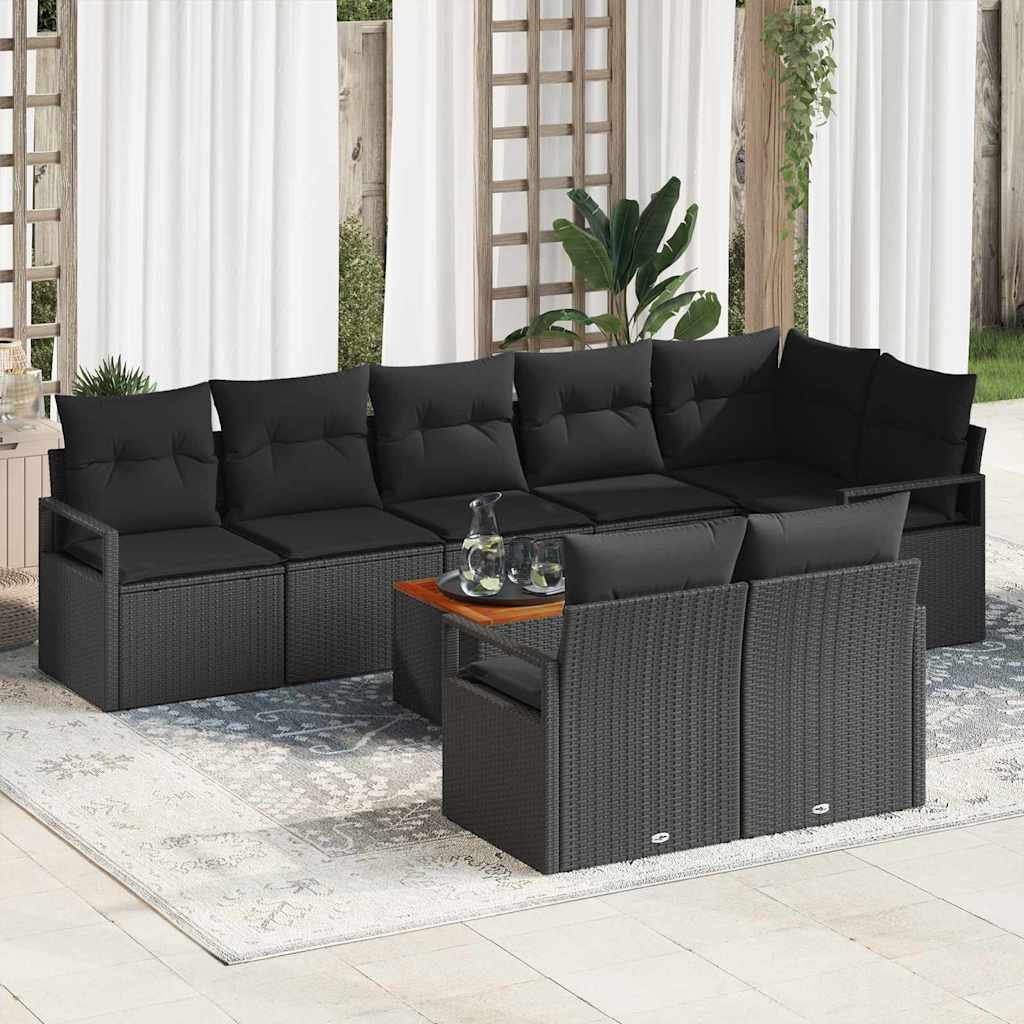 Gartensofa-set mit Speicher 9 pcs Schwarz Poly-Rattan