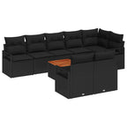 Gartensofa-set mit Speicher 9 pcs Schwarz Poly-Rattan