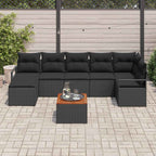 Gartensofa-set mit Speicher 8 pcs Schwarz Poly-Rattan