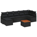 Gartensofa-set mit Speicher 8 pcs Schwarz Poly-Rattan