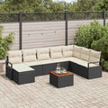 Gartensofa-set mit Speicher 9 pcs Schwarz und Creme Poly-Rattan