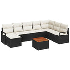 Gartensofa-set mit Speicher 9 pcs Schwarz und Creme Poly-Rattan