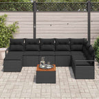 Gartensofa-set mit Speicher 9 pcs Schwarz Poly-Rattan